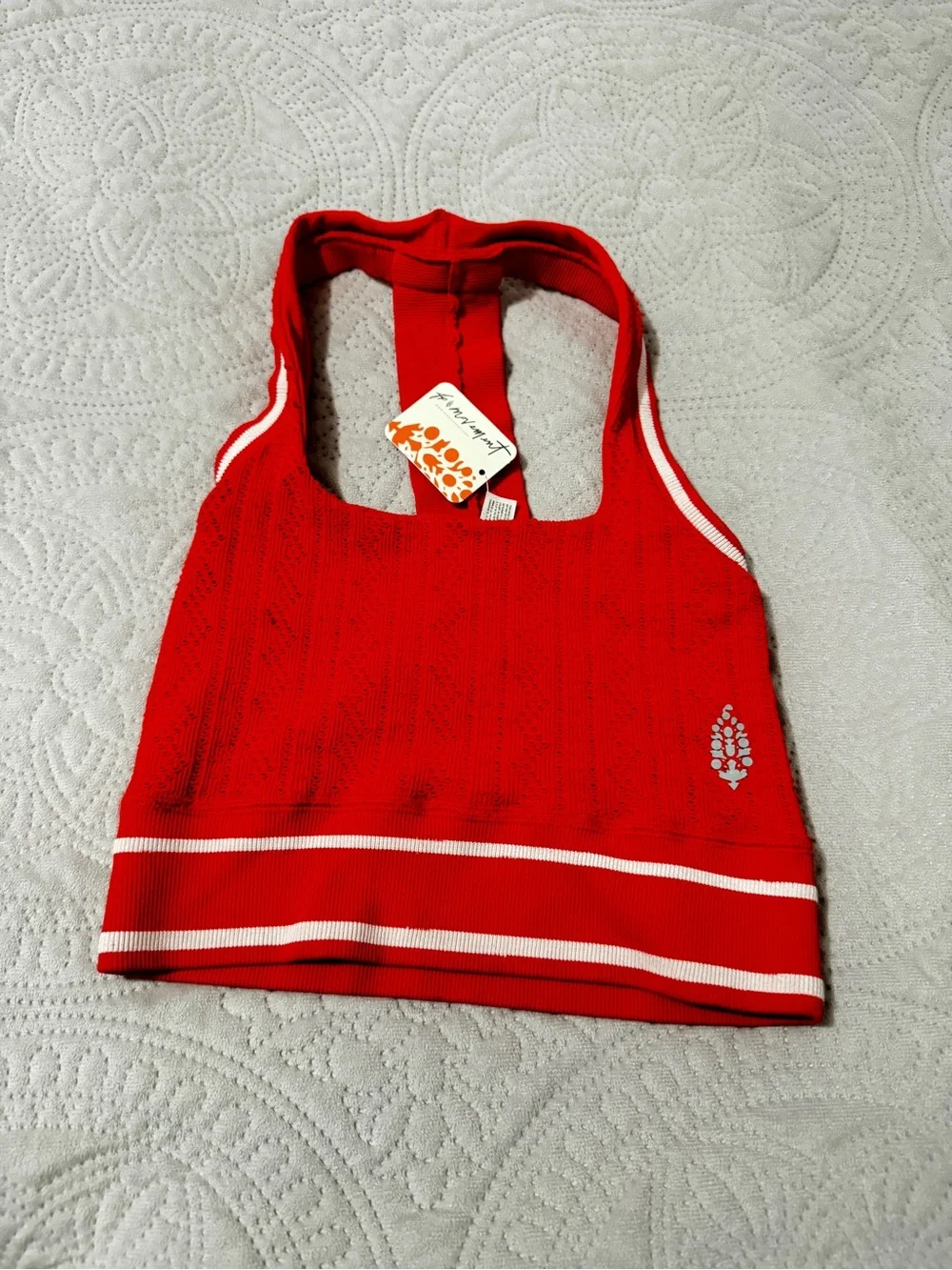 Free People Knit Halter Crop Top with Stripe Trim size XS/S
